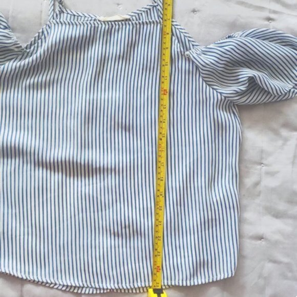Elodie Flowy Off the Shoulder Boho Pinstripe strappy top- S - NWOT - Picture 16 of 16